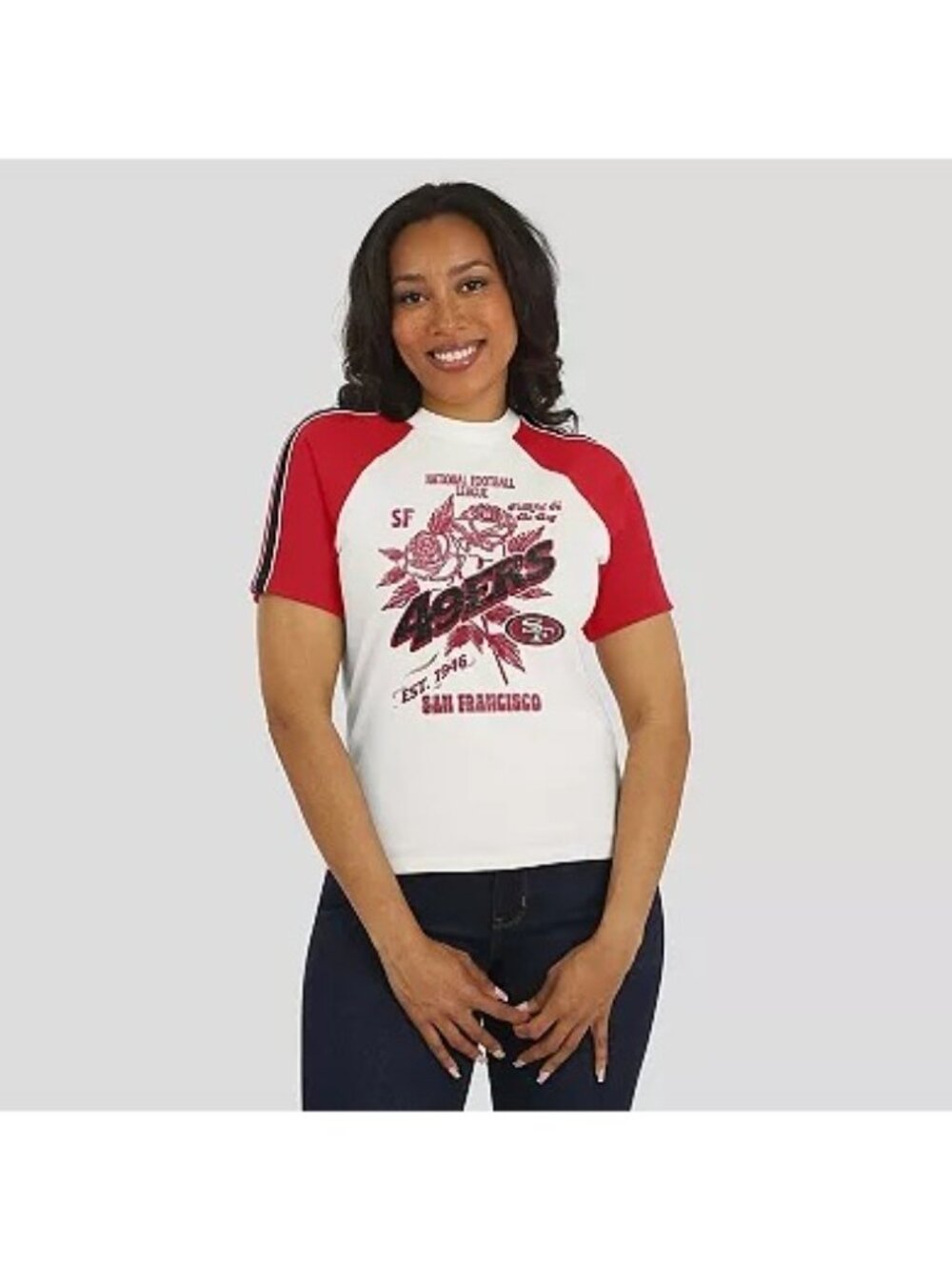 San Francisco 49ers Women's WEAR By Erin Andrews Off White T-Shirt Size XL